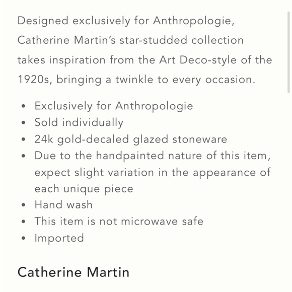 LAST SET 🔥24K Gold Plates Catherine Martin x  Anthropologie black and gold - Picture 10 of 12